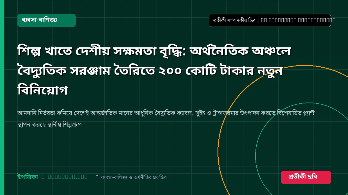 শিল্প খাতে দেশীয় সক্ষমতা বৃদ্ধি: অর্থনৈতিক অঞ্চলে বৈদ্যুতিক সরঞ্জাম তৈরিতে ২০০ কোটি টাকার নতুন বিনিয়োগ