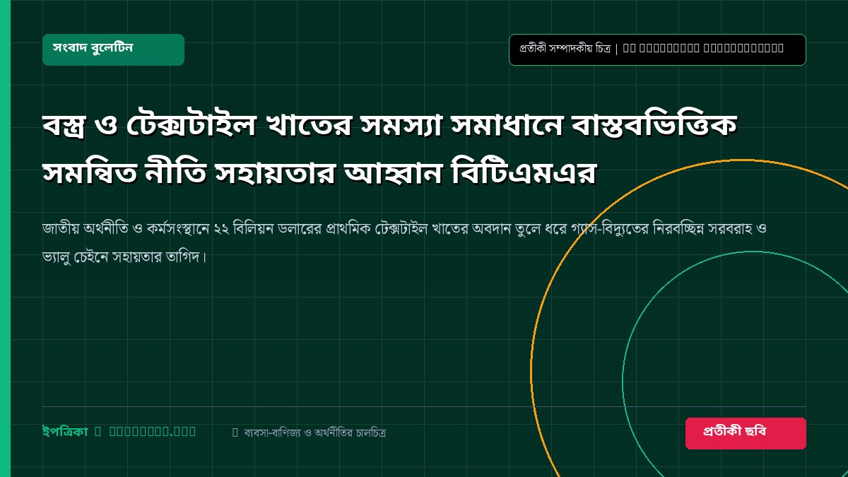 বস্ত্র ও টেক্সটাইল খাতের সমস্যা সমাধানে বাস্তবভিত্তিক সমন্বিত নীতি সহায়তার আহ্বান বিটিএমএর