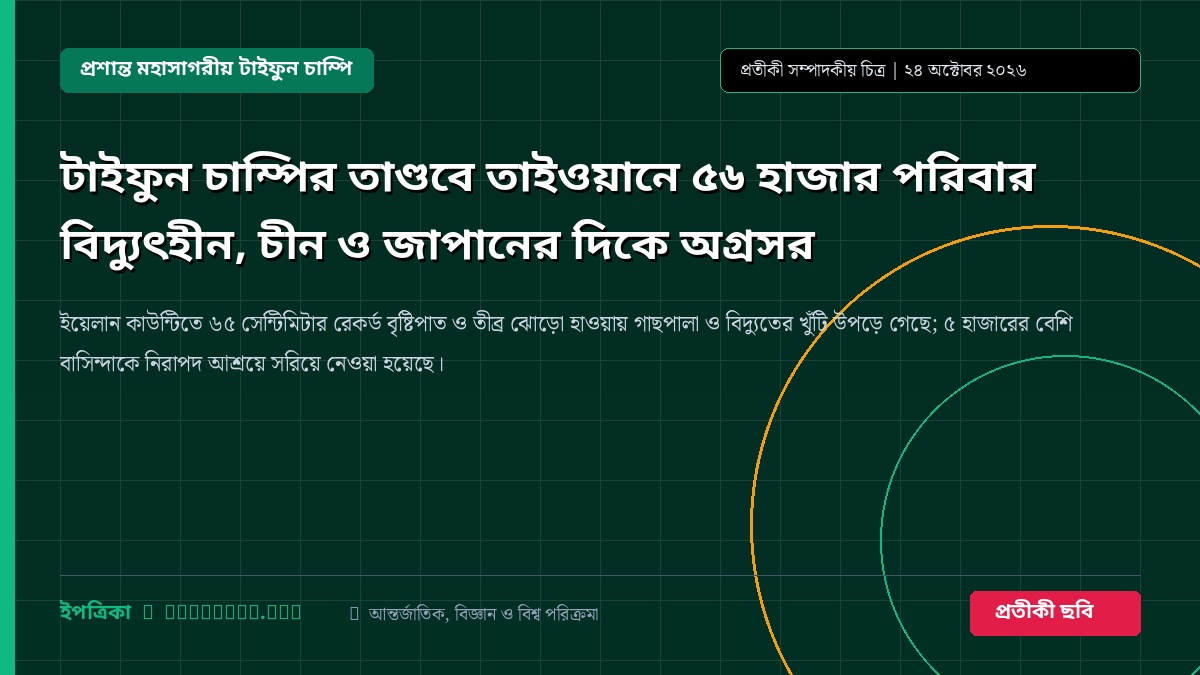 টাইফুন চাম্পির তাণ্ডবে তাইওয়ানে ৫৬ হাজার পরিবার বিদ্যুৎহীন, চীন ও জাপানের দিকে অগ্রসর